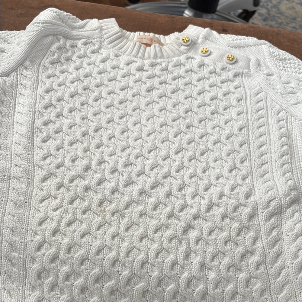 Tory Burch White Cable Knit Sweater - Picture 8 of 11